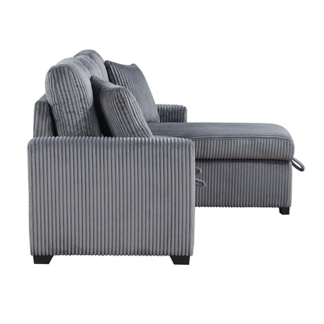 Rhett Dark Gray 3-Piece Reversible Sectional with Pull-out Bed and Hidden Storage from Homelegance - Luna Furniture