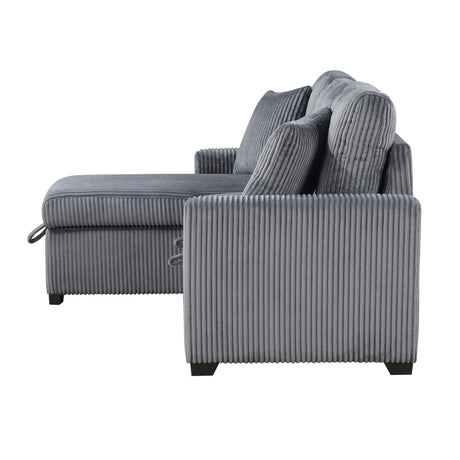 Rhett Dark Gray 3-Piece Reversible Sectional with Pull-out Bed and Hidden Storage from Homelegance - Luna Furniture