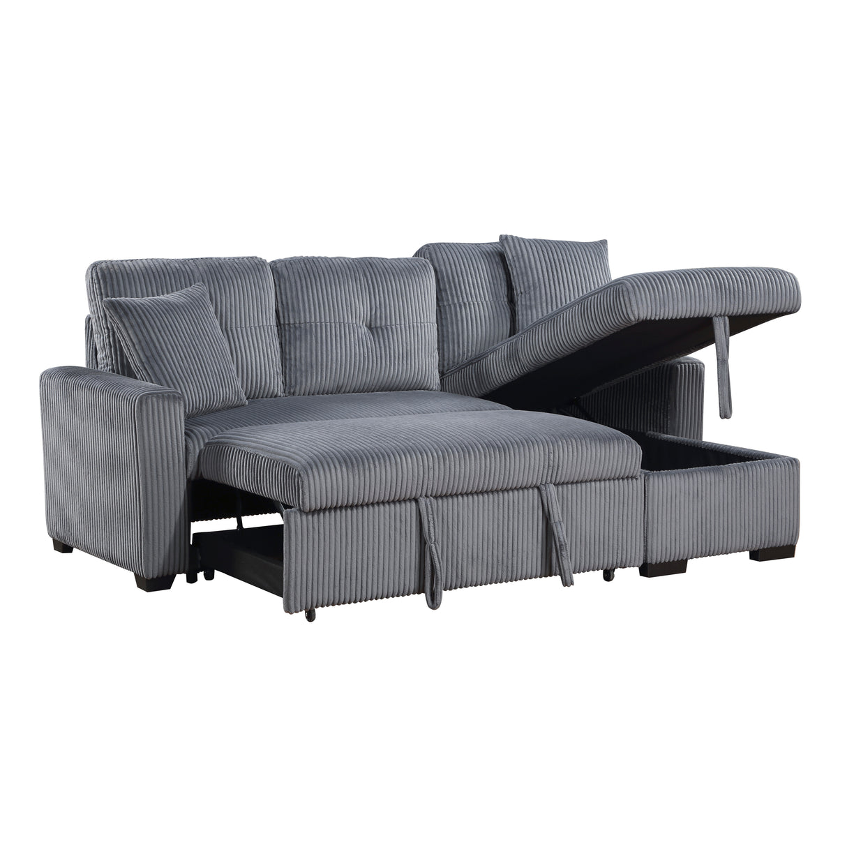 Rhett Dark Gray 3-Piece Reversible Sectional with Pull-out Bed and Hidden Storage from Homelegance - Luna Furniture
