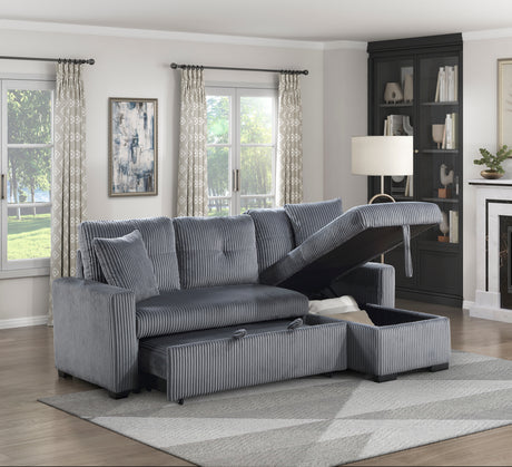 Rhett Dark Gray 3-Piece Reversible Sectional with Pull-out Bed and Hidden Storage from Homelegance - Luna Furniture