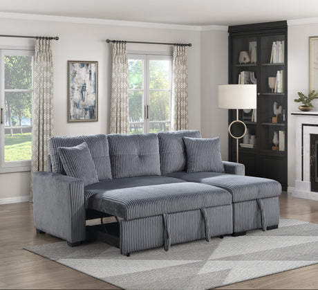 Rhett Dark Gray 3-Piece Reversible Sectional with Pull-out Bed and Hidden Storage from Homelegance - Luna Furniture