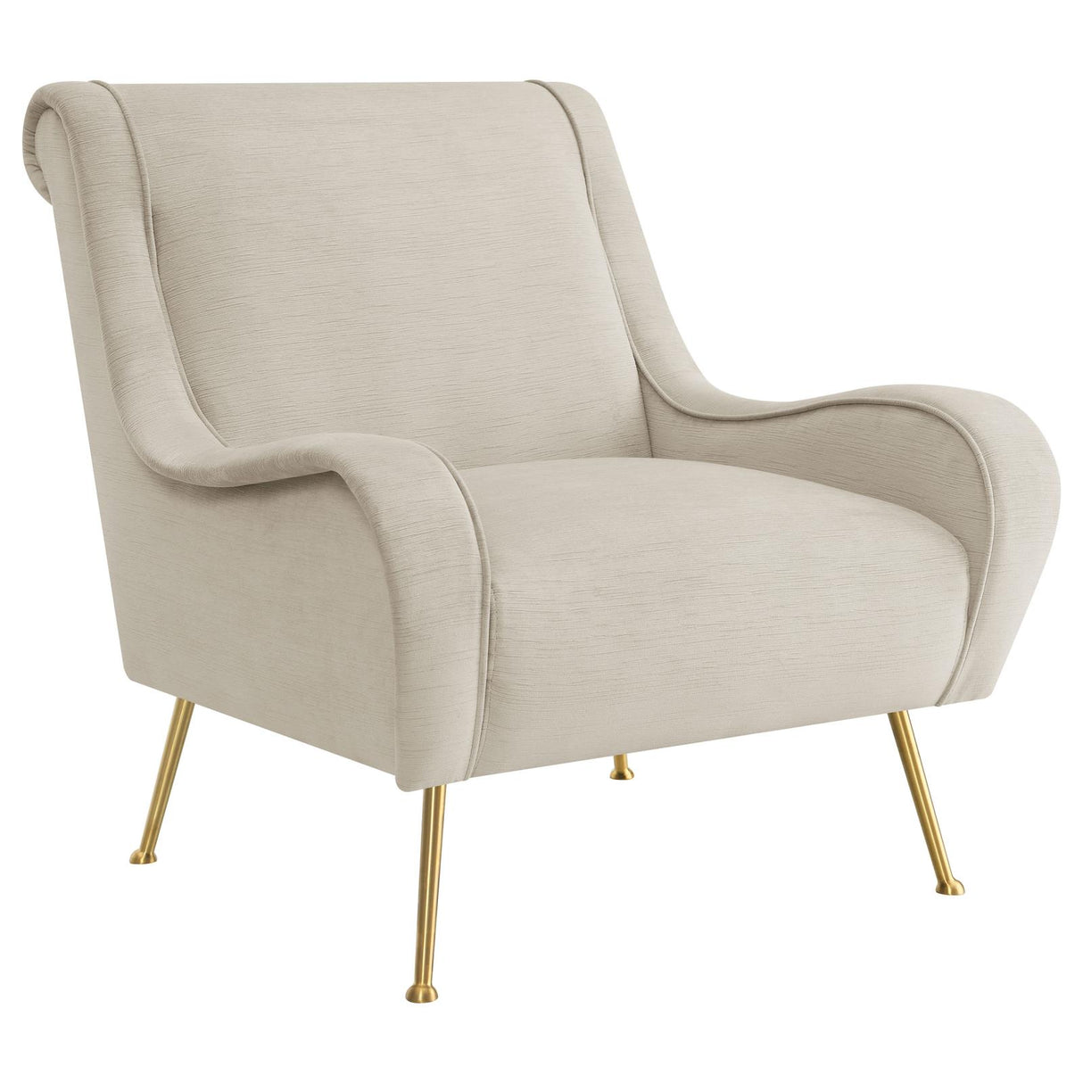 Ricci Stone and Gold Upholstered Saddle Arms Accent Chair from Coaster - Luna Furniture