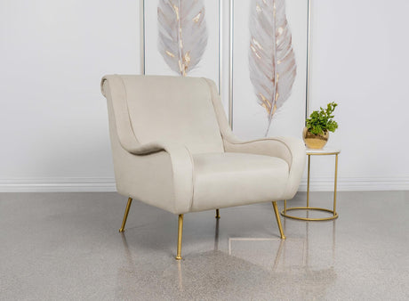 Ricci Stone and Gold Upholstered Saddle Arms Accent Chair from Coaster - Luna Furniture