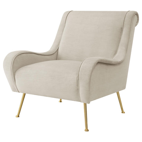 Ricci Stone and Gold Upholstered Saddle Arms Accent Chair from Coaster - Luna Furniture