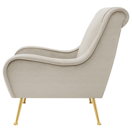 Ricci Stone and Gold Upholstered Saddle Arms Accent Chair from Coaster - Luna Furniture