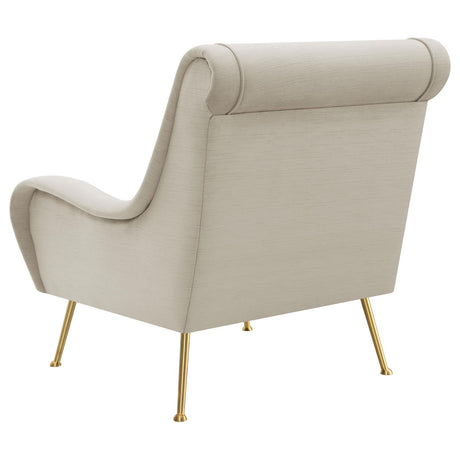 Ricci Stone and Gold Upholstered Saddle Arms Accent Chair from Coaster - Luna Furniture
