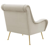 Ricci Stone and Gold Upholstered Saddle Arms Accent Chair from Coaster - Luna Furniture