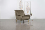 Ricci Truffle and Gold Upholstered Saddle Arms Accent Chair from Coaster - Luna Furniture