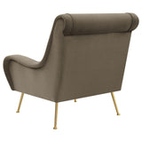 Ricci Truffle and Gold Upholstered Saddle Arms Accent Chair from Coaster - Luna Furniture