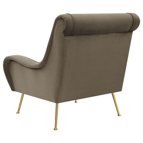 Ricci Truffle and Gold Upholstered Saddle Arms Accent Chair from Coaster - Luna Furniture