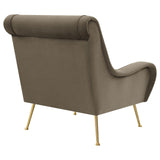 Ricci Truffle and Gold Upholstered Saddle Arms Accent Chair from Coaster - Luna Furniture