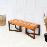 Riley Tan Leather Bench from Midinmod - Luna Furniture
