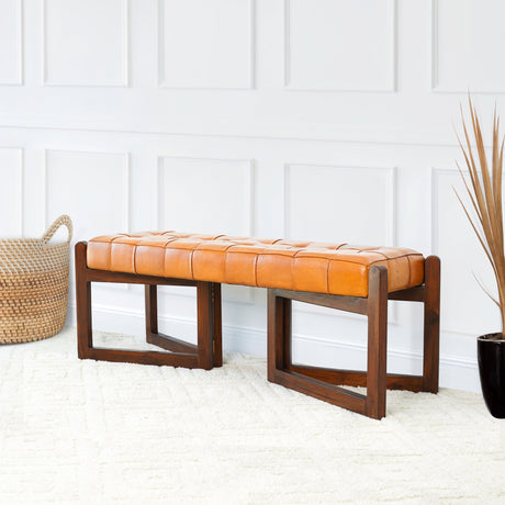 Riley Tan Leather Bench from Midinmod - Luna Furniture