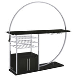 Risley Dark Charcoal 2-Door Circular LED Home Bar with Wine Storage from Coaster - Luna Furniture