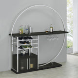 Risley Dark Charcoal 2-Door Circular LED Home Bar with Wine Storage from Coaster - Luna Furniture