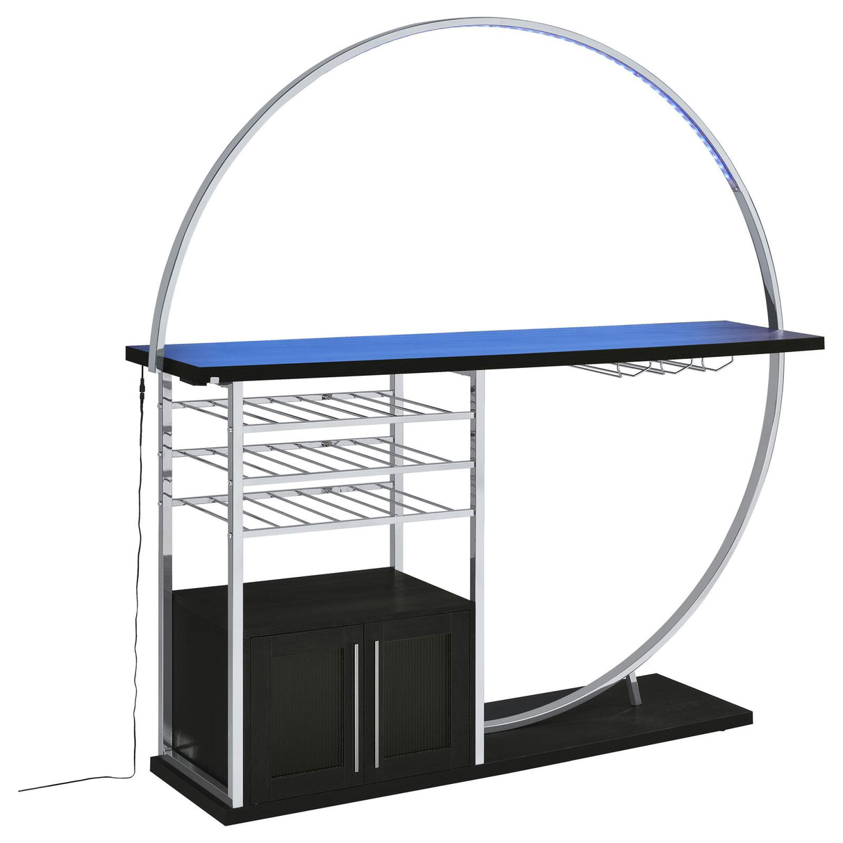 Risley Dark Charcoal 2-Door Circular LED Home Bar with Wine Storage from Coaster - Luna Furniture