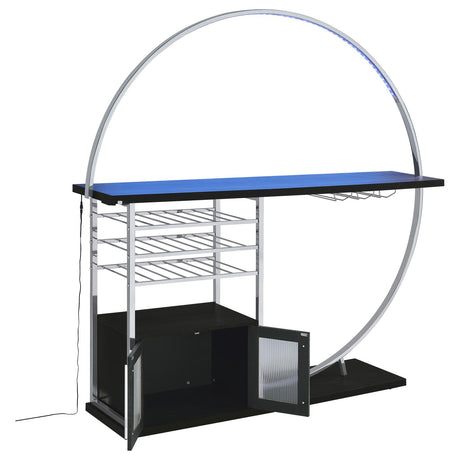Risley Dark Charcoal 2-Door Circular LED Home Bar with Wine Storage from Coaster - Luna Furniture