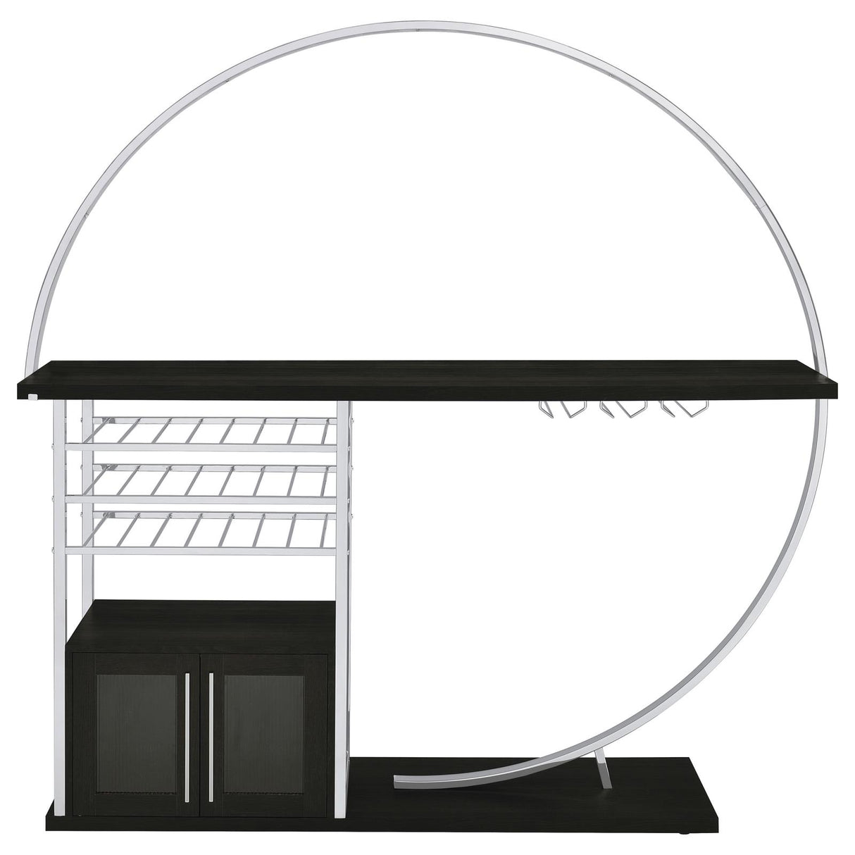 Risley Dark Charcoal 2-Door Circular LED Home Bar with Wine Storage from Coaster - Luna Furniture