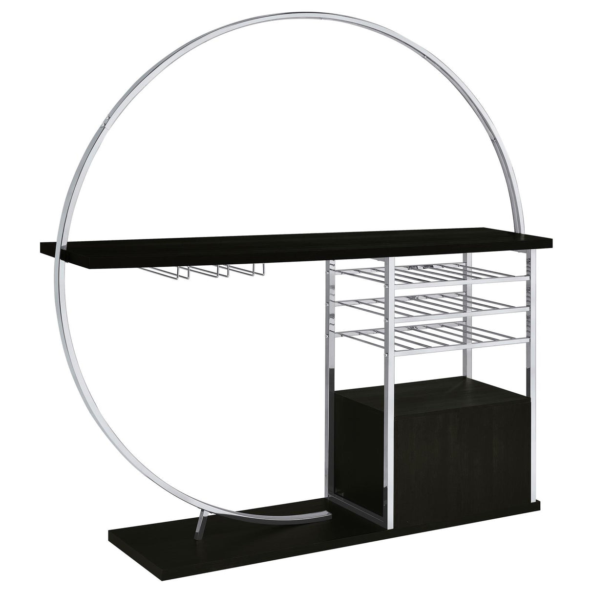Risley Dark Charcoal 2-Door Circular LED Home Bar with Wine Storage from Coaster - Luna Furniture