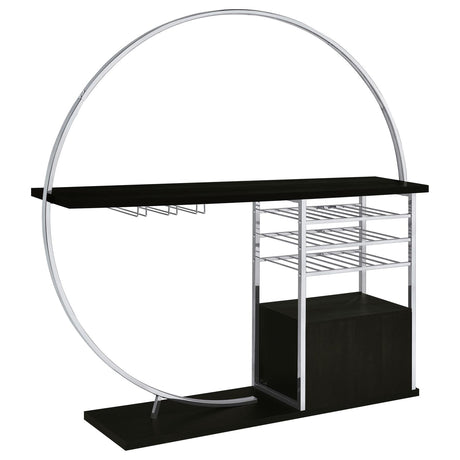 Risley Dark Charcoal 2-Door Circular LED Home Bar with Wine Storage from Coaster - Luna Furniture