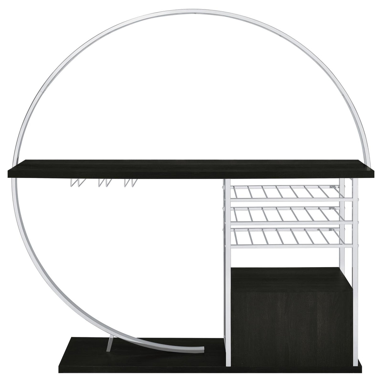 Risley Dark Charcoal 2-Door Circular LED Home Bar with Wine Storage from Coaster - Luna Furniture