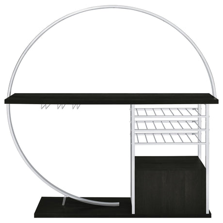 Risley Dark Charcoal 2-Door Circular LED Home Bar with Wine Storage from Coaster - Luna Furniture
