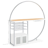 Risley White High Gloss 2-Door Circular LED Home Bar with Wine Storage from Coaster - Luna Furniture