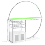 Risley White High Gloss 2-Door Circular LED Home Bar with Wine Storage from Coaster - Luna Furniture