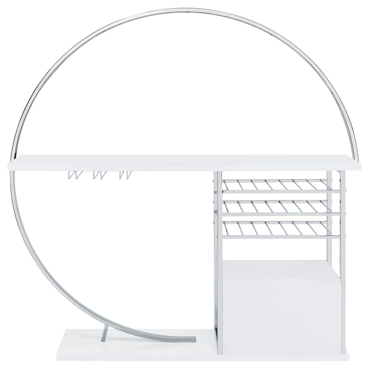 Risley White High Gloss 2-Door Circular LED Home Bar with Wine Storage from Coaster - Luna Furniture