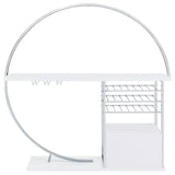 Risley White High Gloss 2-Door Circular LED Home Bar with Wine Storage from Coaster - Luna Furniture