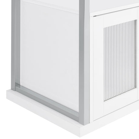 Risley White High Gloss 2-Door Circular LED Home Bar with Wine Storage from Coaster - Luna Furniture