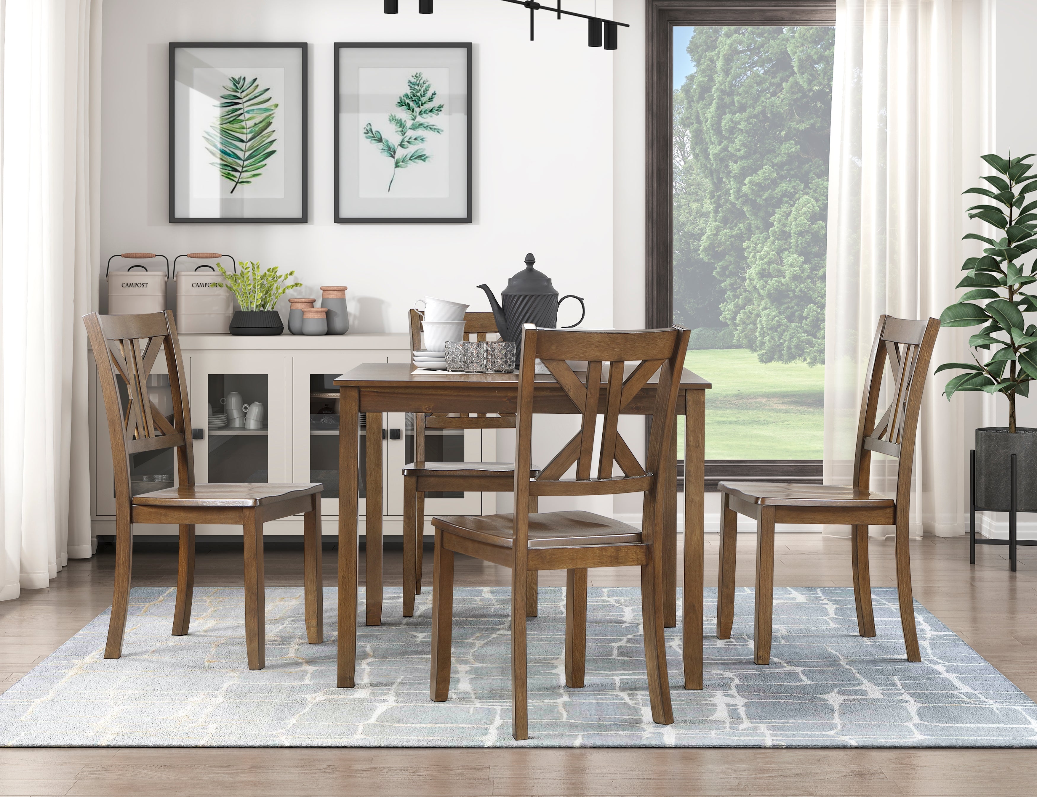 Homelegance 5907CH-5P 5-Piece Pack Dinette Set - Luna Furniture