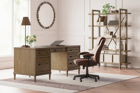 Roanhowe Brown 68" Home Office Desk from Ashley - Luna Furniture