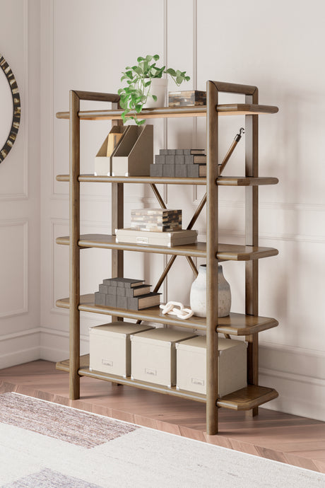 Roanhowe Brown 71" Bookcase from Ashley - Luna Furniture