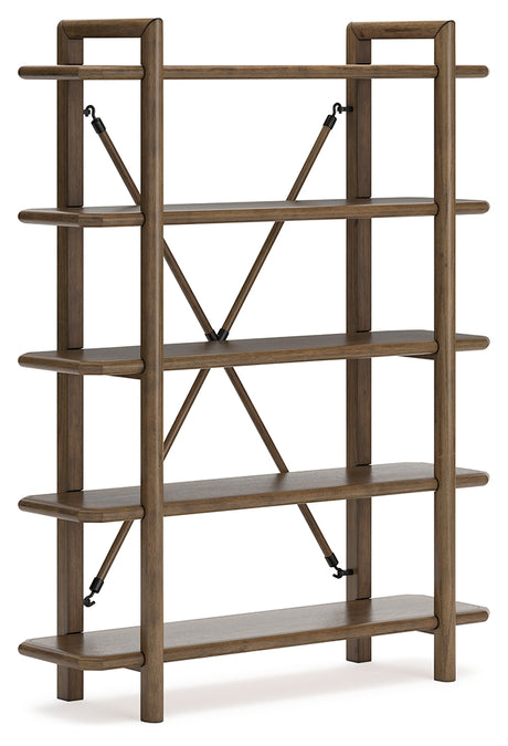 Roanhowe Brown 71" Bookcase from Ashley - Luna Furniture