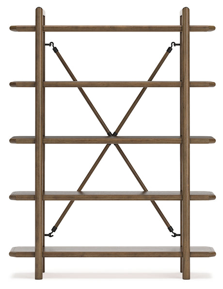 Roanhowe Brown 71" Bookcase from Ashley - Luna Furniture