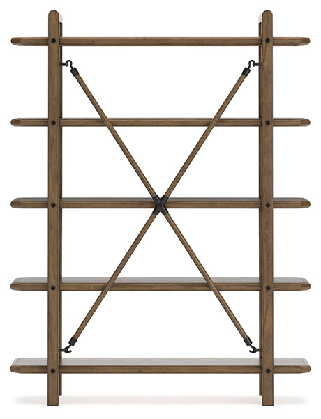 Roanhowe Brown 71" Bookcase from Ashley - Luna Furniture