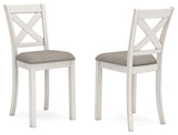 Robbinsdale Antique White Counter Height Barstool, Set of 2 from Ashley - Luna Furniture