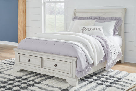 Robbinsdale Antique White Full Sleigh Storage Platform Bed from Ashley - Luna Furniture
