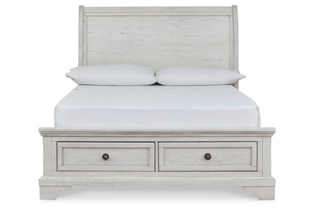 Robbinsdale Antique White Full Sleigh Storage Platform Bed from Ashley - Luna Furniture
