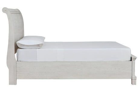Robbinsdale Antique White Full Sleigh Storage Platform Bed from Ashley - Luna Furniture