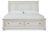 Robbinsdale Antique White King Sleigh Storage Platform Bed from Ashley - Luna Furniture