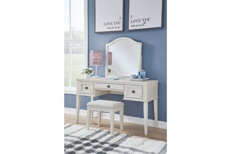 dresser and vanity combo Extendable Desk 67 Inch Beige Rotating ShipItFurniture inch deep knee space Vanity Set Luna Furniture