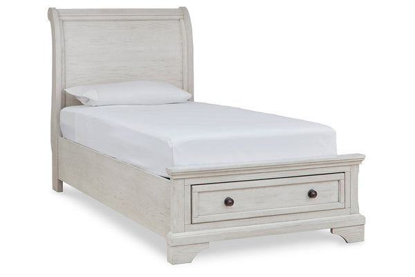 Robbinsdale Antique White Twin Sleigh Storage Platform Bed