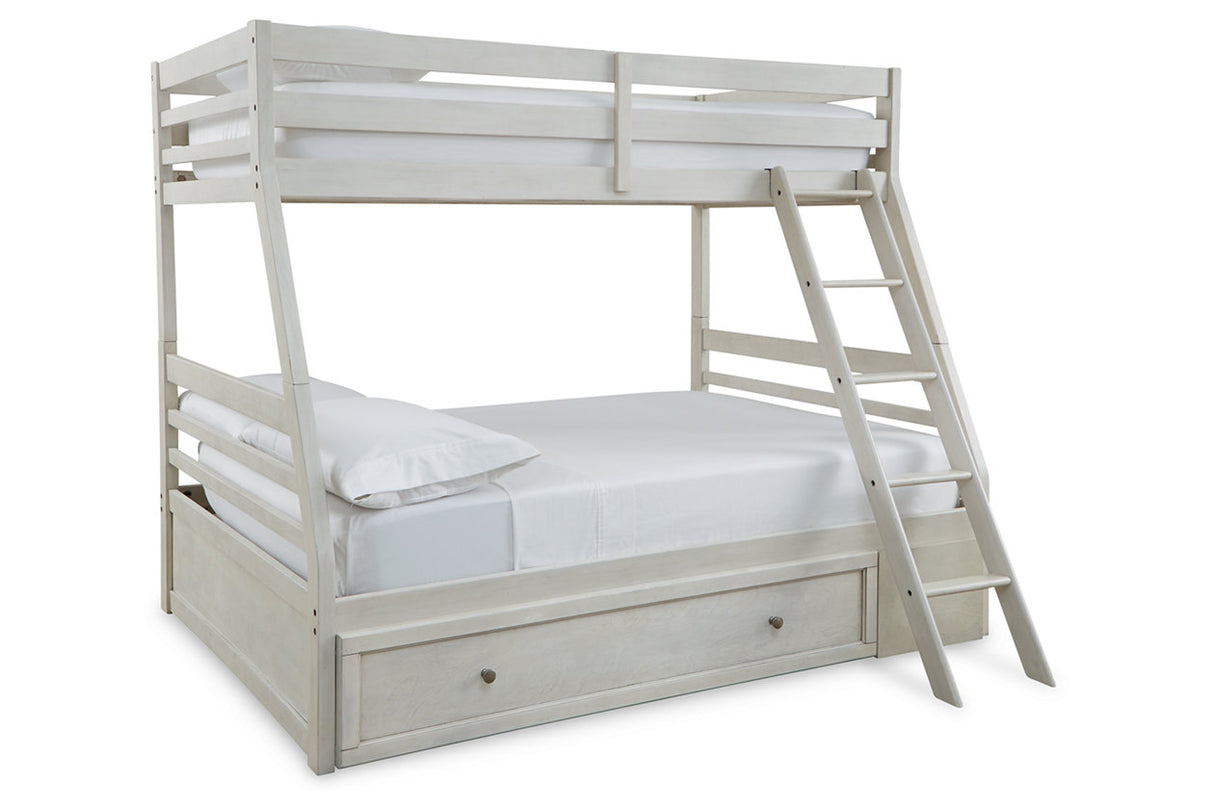 Robbinsdale Antique White Twin over Full Bunk Bed with Storage from Ashley - Luna Furniture