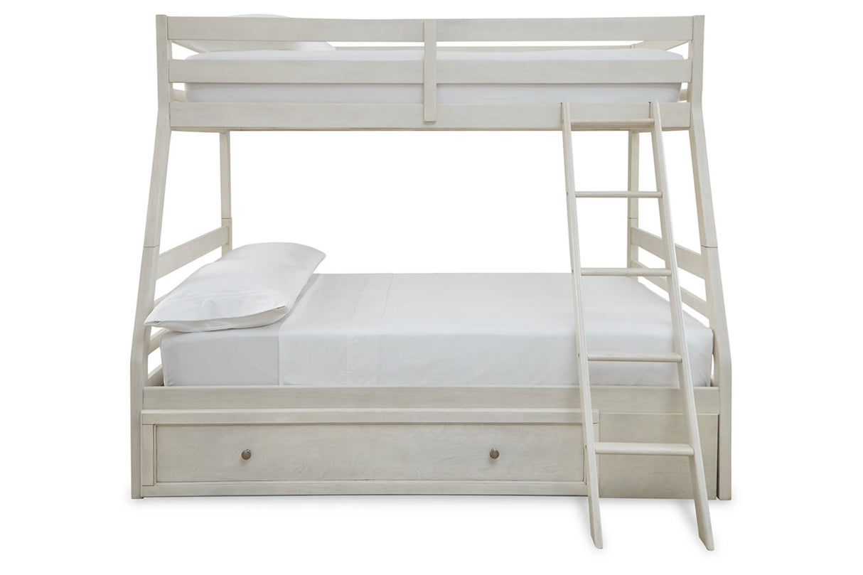 Robbinsdale Antique White Twin over Full Bunk Bed with Storage from Ashley - Luna Furniture