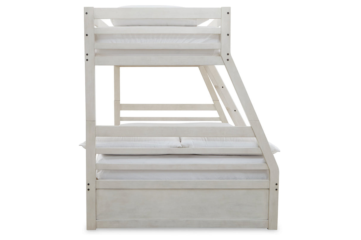Robbinsdale Antique White Twin over Full Bunk Bed with Storage from Ashley - Luna Furniture