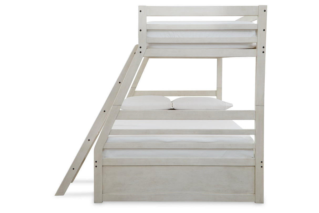 Robbinsdale Antique White Twin over Full Bunk Bed with Storage from Ashley - Luna Furniture