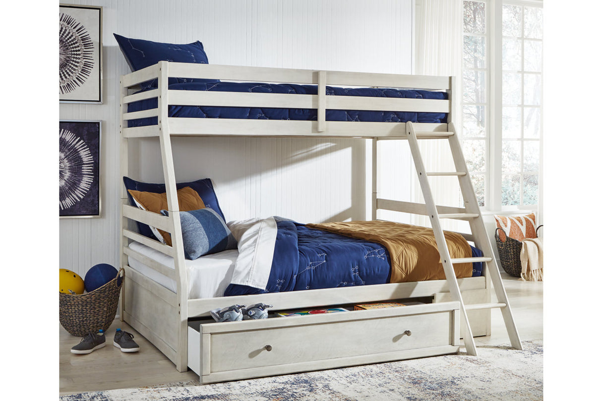 Robbinsdale Antique White Twin over Full Bunk Bed with Storage from Ashley - Luna Furniture
