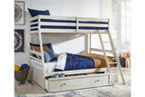 Robbinsdale Antique White Twin over Full Bunk Bed with Storage from Ashley - Luna Furniture